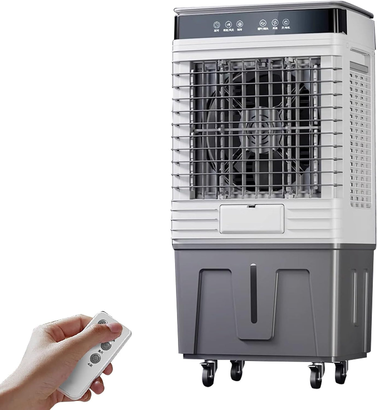 MYUYEE Mobiles Klimagerät, 102 x 33 x 46 cm, 110 l, Weiss, Tragbarer Verdunstungskühler mit 50/60/ Tank, Fernbedienung