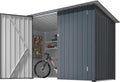 Gerätehaus YODOLLA, 217x96x141 cm, Grau, Fahrradschuppen 2 Türen mit Schloss, Metall abschliessbares Geräteschuppen