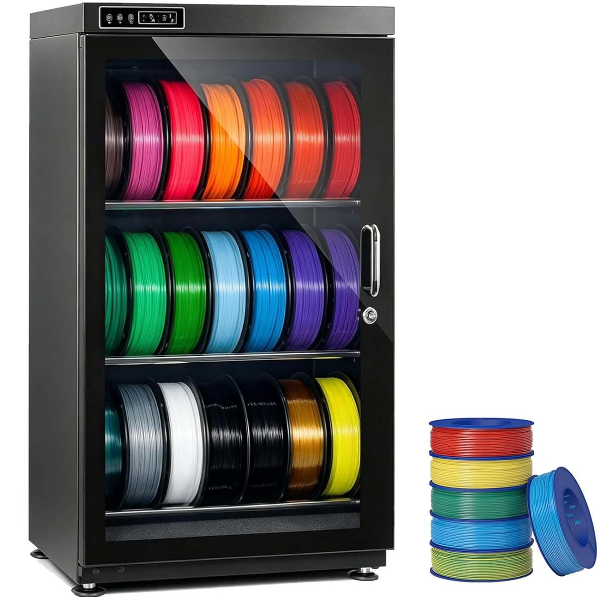 QITUJOUR 3D-Drucker, 115 L, Grau, Professioneller Trockenschrank für Verbrauchsmaterial, elektronisch 15-60%, Grosses Fassungsvermögen