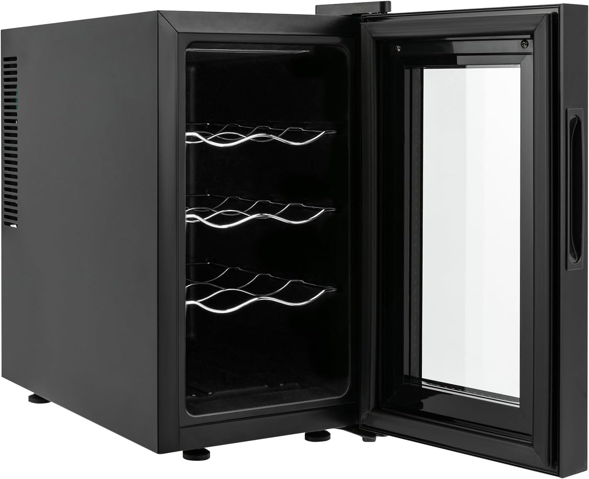 wanwanper Weinkühlschrank, 25.8x50.2x46.5 cm, 23 L/6.08gal, 55 W, HIPS, kaltgewalztes Blech, Glas, Schwarz
