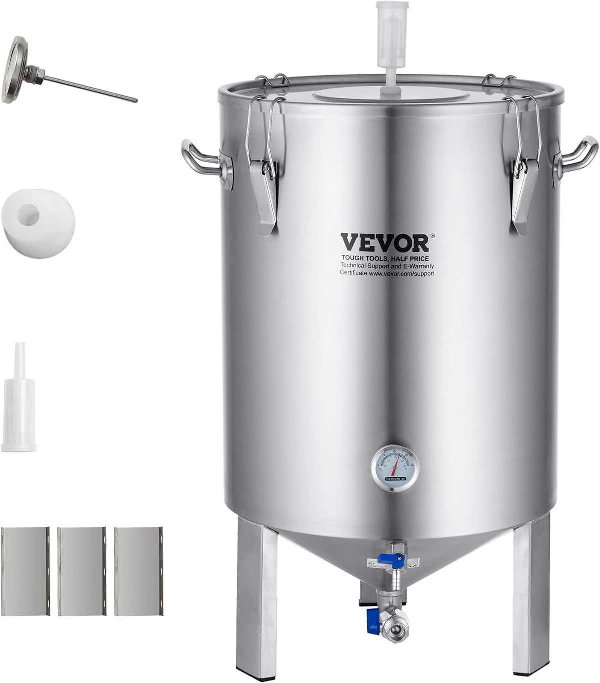VEVOR Gärbehälter, 60 L, Silber, Bierbrauanlage Bierbraugerät Kessel aus Edelstahl, Braueimer-Fermenter zum Brauen
