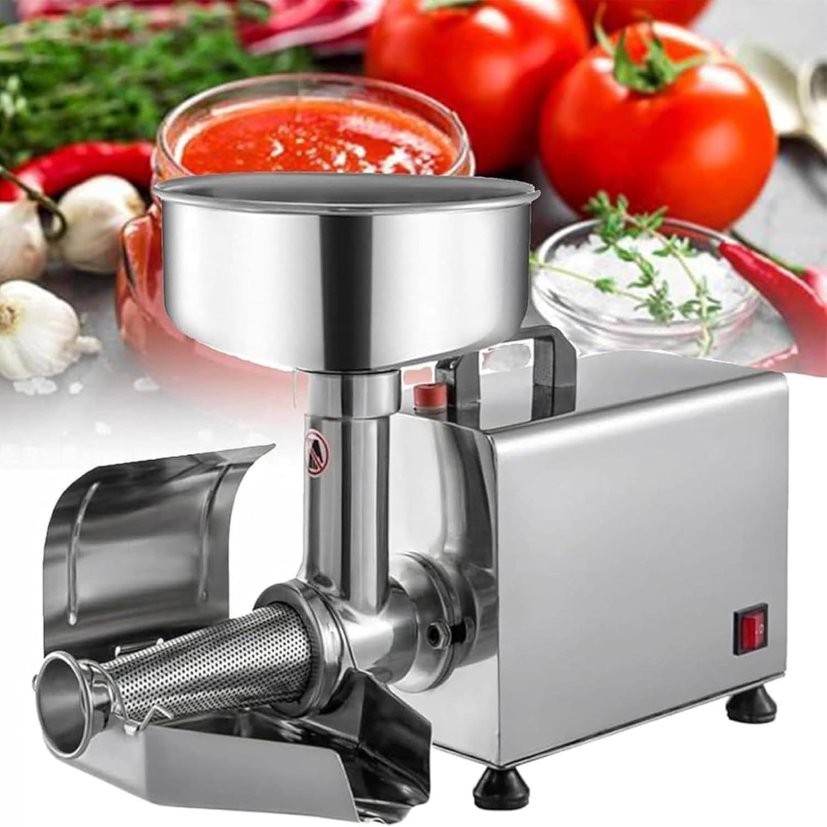 ByBoDi Elektrische Getreidemühlen, 160 kg, 450 W, Silber, Elektrischer Tomatenpassierer , Tomatenmühle, Saucenbereiter