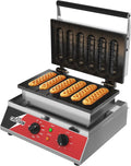 crosson Waffeleisen, 1600 W, Silber, für Klassische Waffeln mit 6 Stück Stiel/Corn Dog, Edelstahl Elektrische Dreifachschicht