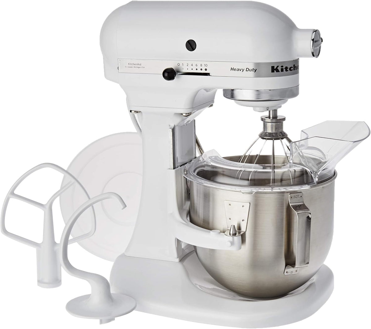 KitchenAid Universalküchenmaschinen, 41,7 x 37,1 x 28,7 cm, 4,8 L, Weiss, Heavy Duty KÜCHENMASCHINE 5KPM5EWH, Stainless Steel