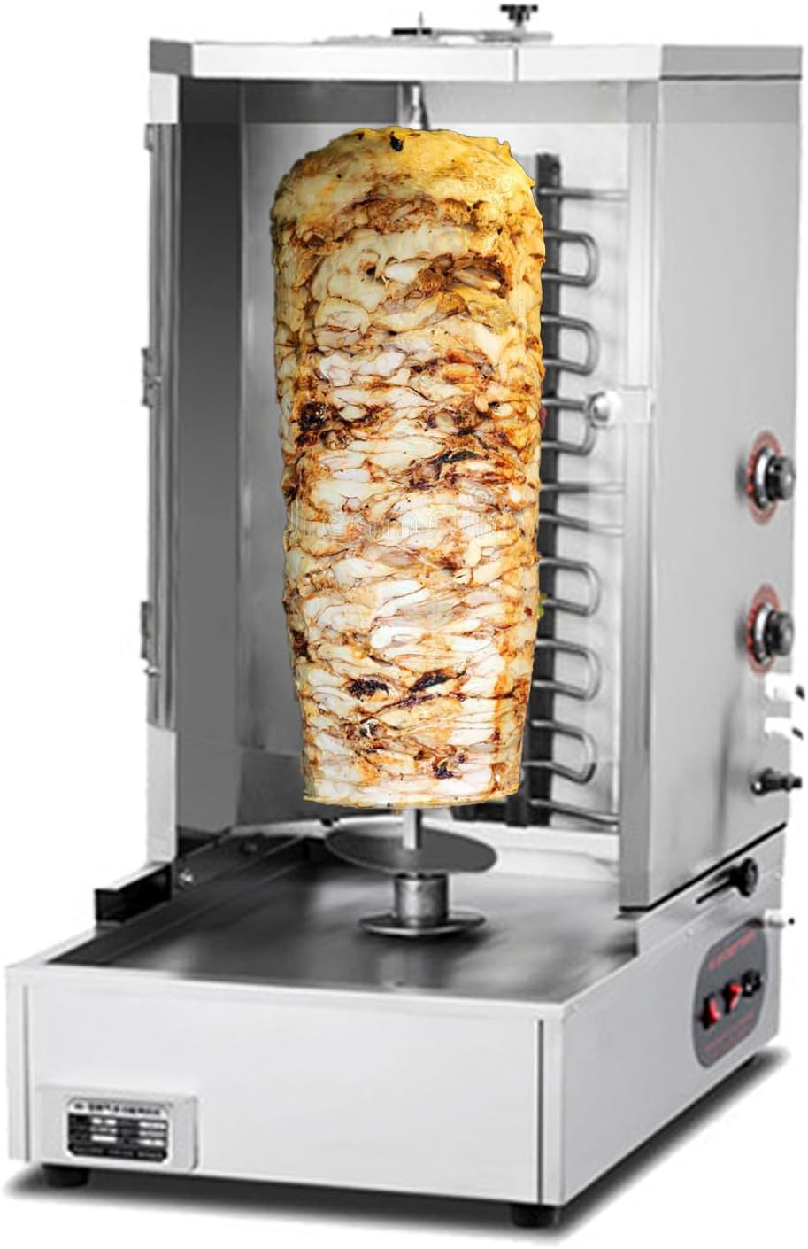 Bonxrdun Elektrogrill, 5200 W, 88 cm, Silber, Gewerblicher Dönergrill - Elektrischer Grill, Höhe, Leistungsregler (ohne Stecker) mit Ölauffangwanne