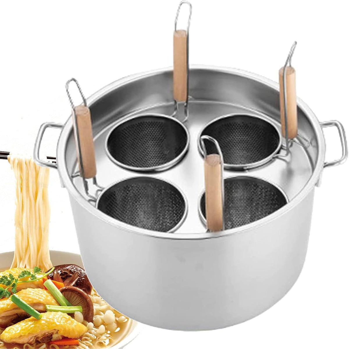 Pastatopf Kochtöpfe, Silber, Einsatz-Set, Edelstahl-Kochtopf-Set mit Siebeinsatz für die heimische