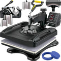 VEVOR Druckpressen, 51 x 40 x 47 cm, 38 x 38 cm, 1200 W, Schwarz, Hitzepresse 8 IN 1 T-Shirtpresse, Transferpresse