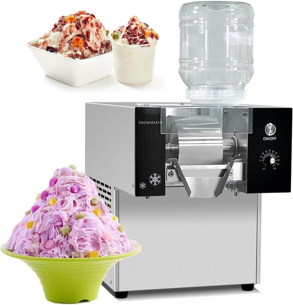 WOTZOV Eismaschine, 360 W/750 W/1200 W, 180 kg, 60 kg, Schwarz, Gewerbliche elektrische, Schneeflockeneismaschine