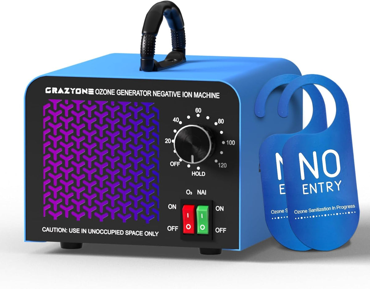 CrazyOne Dunstabzugshaube, 500 m, Weiss, 000 mg/h Ozongenerator, Hohe Kapazität Ozongerät mit Negativen Ionen, Ozon Luftreiniger für Auto