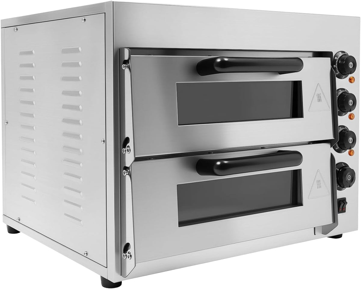 Lilyeriy Pizzaofen, 3000 W, 201 Edelstahl, Gummi, Kunststoff, Glas, Cordierit, Silber