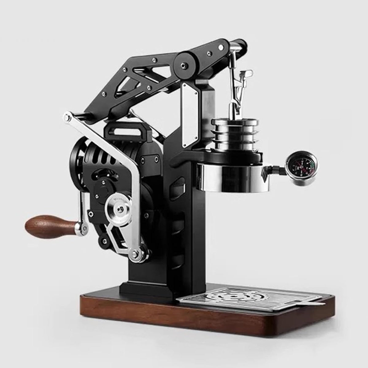 COYEUX Kaffeemaschine, 31,5*20*38,5 cm, 18 bar, Edelstahl SUS304, Aluminiumlegierung, Massivholz, Silikon, Kupfer, Gusseisen, Schwarz/Silber