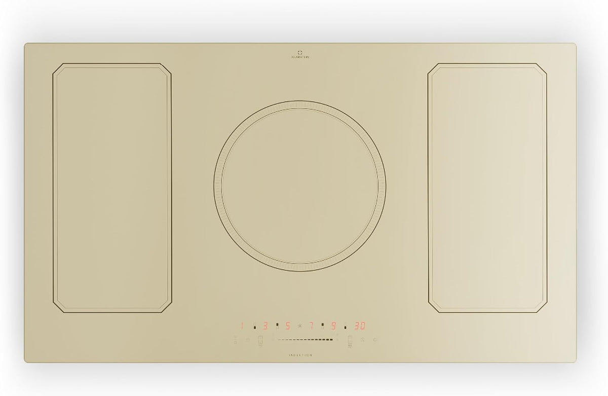 Klarstein Kochfeld, 7200 W, 90 cm, 240 V, Schwarz, Victoria Induktionskochfeld - Glaskeramik- mit 5 Platten, Einbau mit Touch-Display