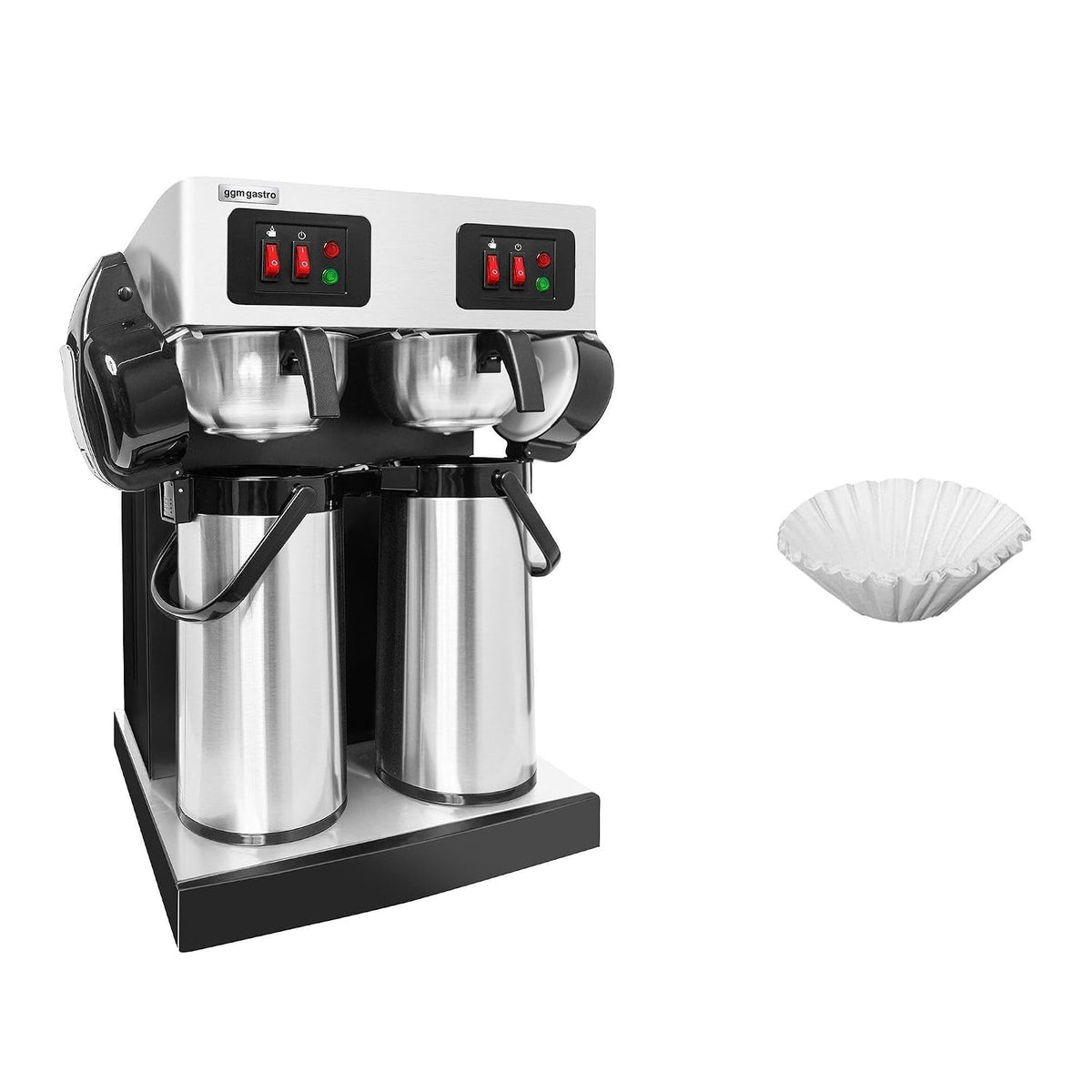 GGM Gastro Kaffeemaschine, 2,2 L, Silber, Filterkaffeemaschine 2x Edelstahl
