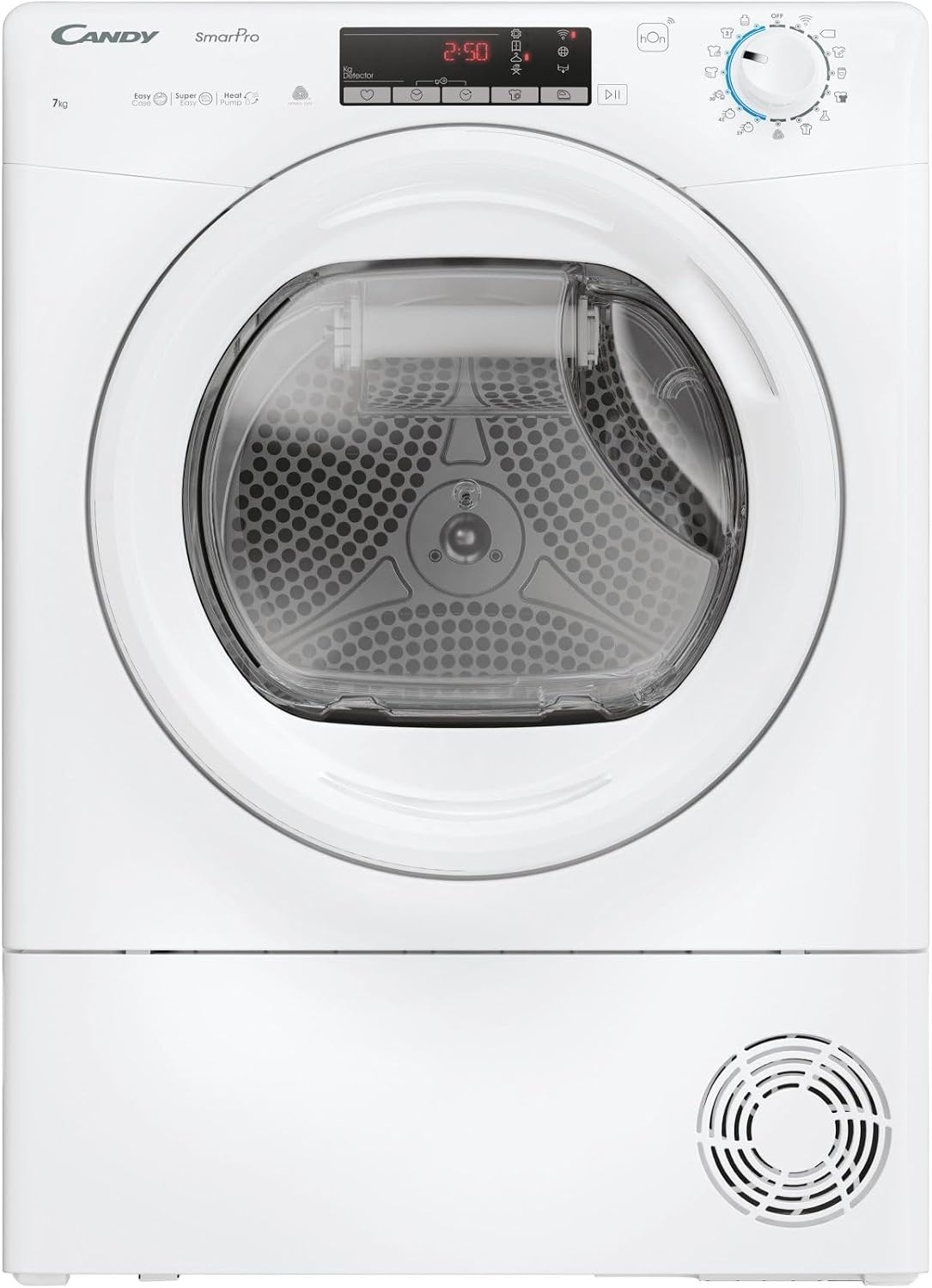 CANDY Wärmepumpentrockner, 48 cm, 7 kg, Weiss, Woolmark CRO4 H7A2TE-S Wäschetrockner Slim Wärmepumpe Wi-Fi