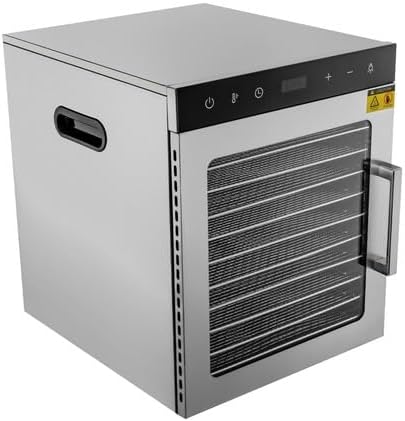 MELAQULY Dörrautomaten, 800w, Rostfreier Stahl, Silber, Dörrautomat Edelstahl, freeze dryer gefriertrockner 30°-90°C Timerfunktion von 0