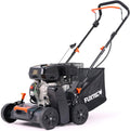 Fuxtec Rasenmäher, 4,1 kW, 400m, 40 L, Schwarz/Orange, Vertikutierer 2in1 FX-BV240ECO 4-Takt-Motor 15 Messer, Front-Tragegriff