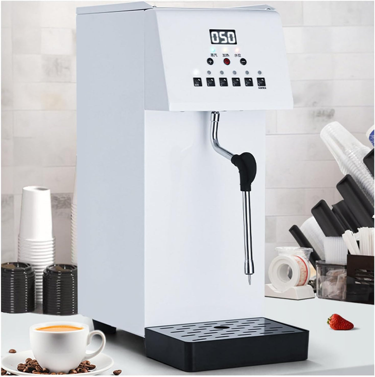 Milchaufschäumer, 2500 W, 6 l, Edelstahl, Schwarz/Silber, Mehrzweck- und Dampfgarer für den gewerblichen Gebrauch