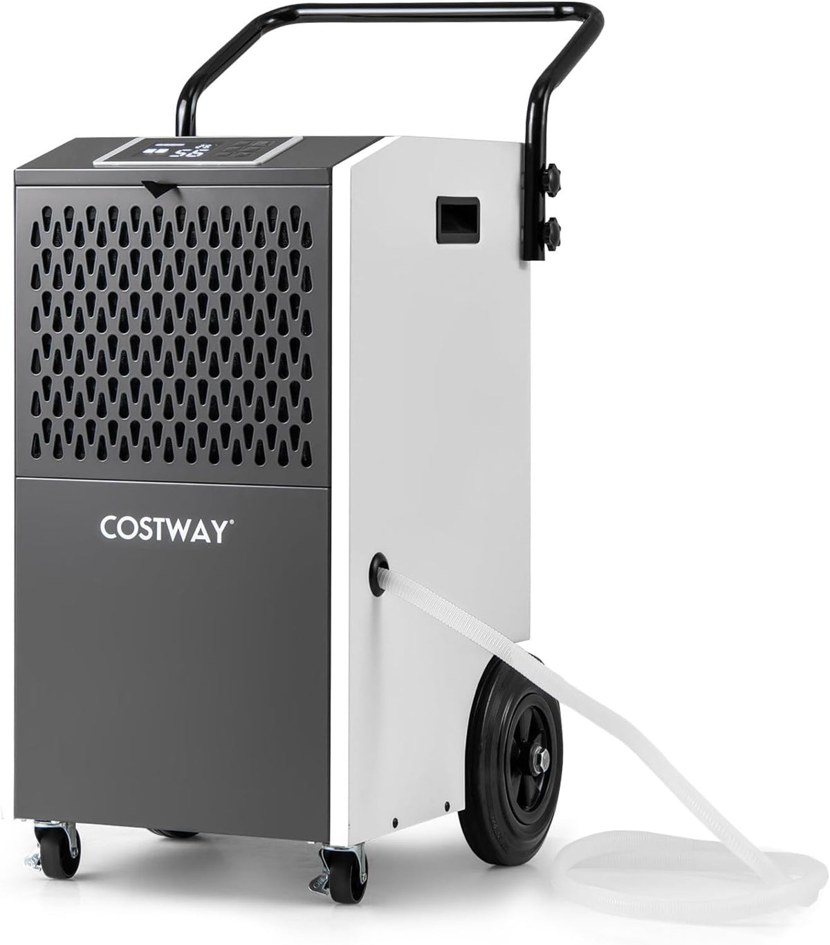 COSTWAY Luftentfeuchter, 73 L, 695m, Metall, Kaltgewalztes Blech, Weiss, /Tag kommerzieller, industrieller Bautrockner mit Ablaufschlauch & 24H Timer