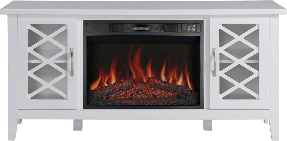 ArtiFlame Elektrokamin, 1800 W, Weiss, Odessa AF23S, Elektrischer Standkamin mit Heizung, realistischer Flammeneffekt
