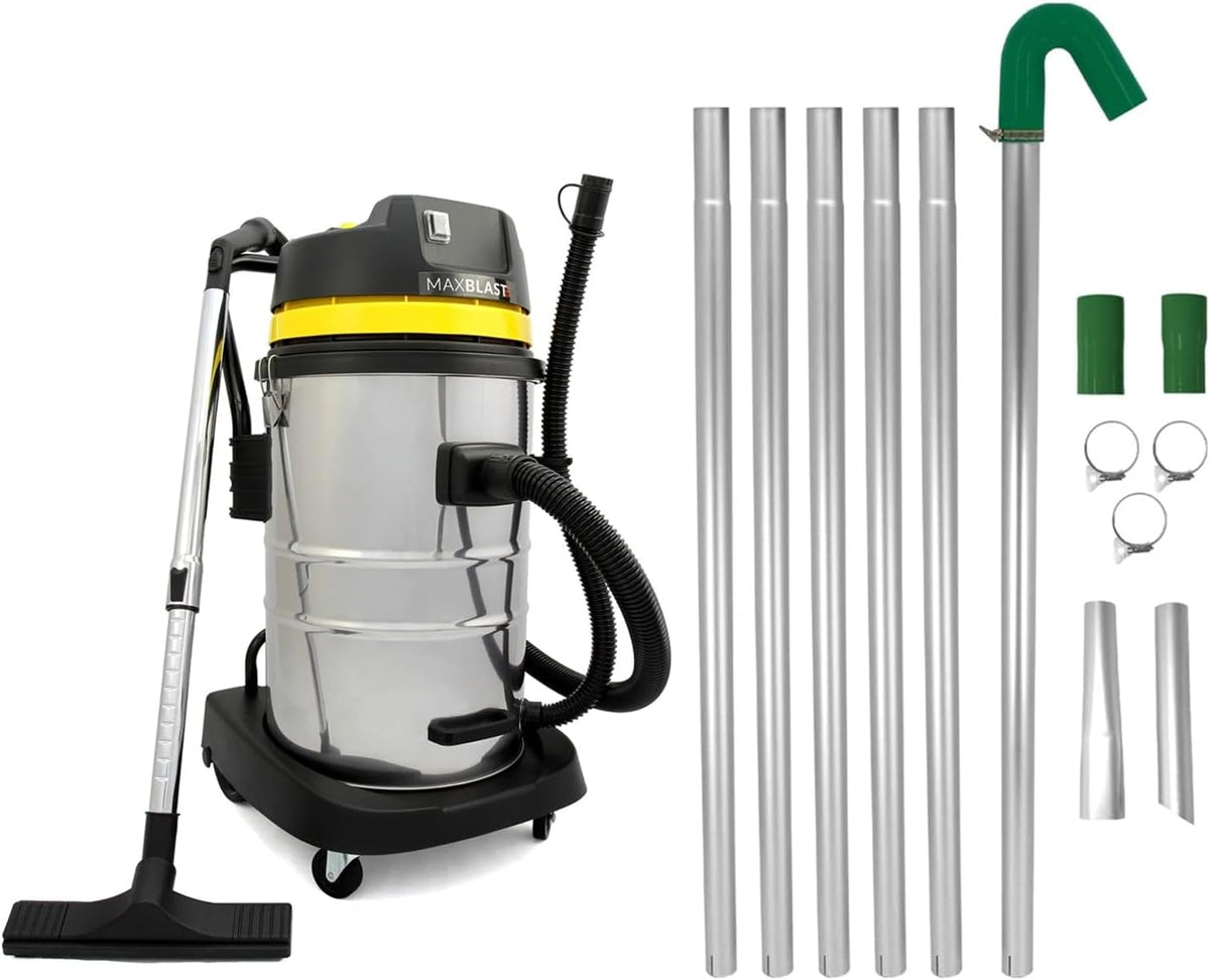 MAXBLAST Dachrinnenreiniger, 3000 W, 7,2m, 51 mm, 1,5m, Schwarz, Dachrinnenreinigungssystem 50 L Nass- & Trockensauger &