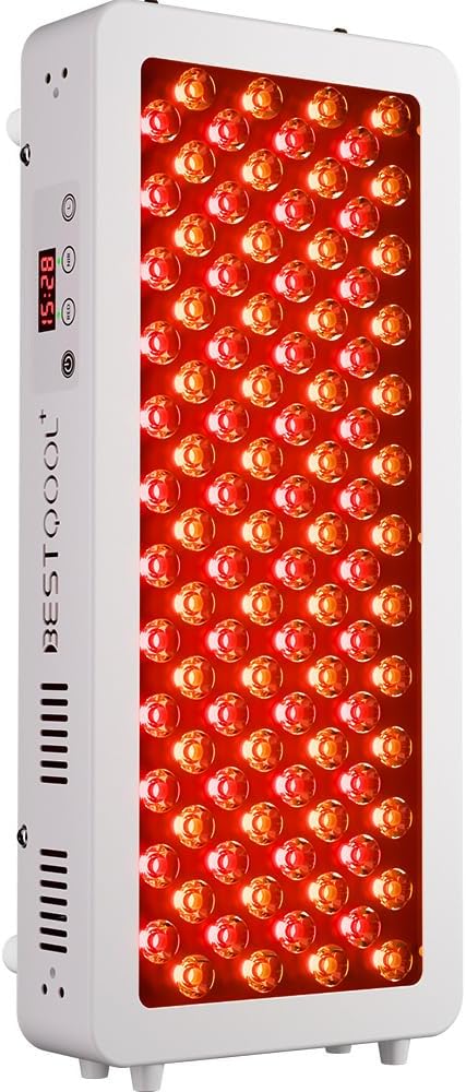 Bestqool Infrarottherapie, 160 W, Rot, Red Light Panel, 4 Wellenlängen Rotlicht für Körper, 630-940nm 100 LEDs Dual-Chip Red Light und Infrared