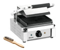 Bartscher Elektrogrill, 1,8 kW, Grau, Kontaktgrill 1800 1R mit gerillten Gusseisenplatten, Edelstahlgehäuse, thermostatisch regelbar