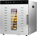 KLAMER Dörrautomaten, 1000 W, Silber, Dörrautomat Edelstahl XXL mit 10 höhenverstellbaren Fächern