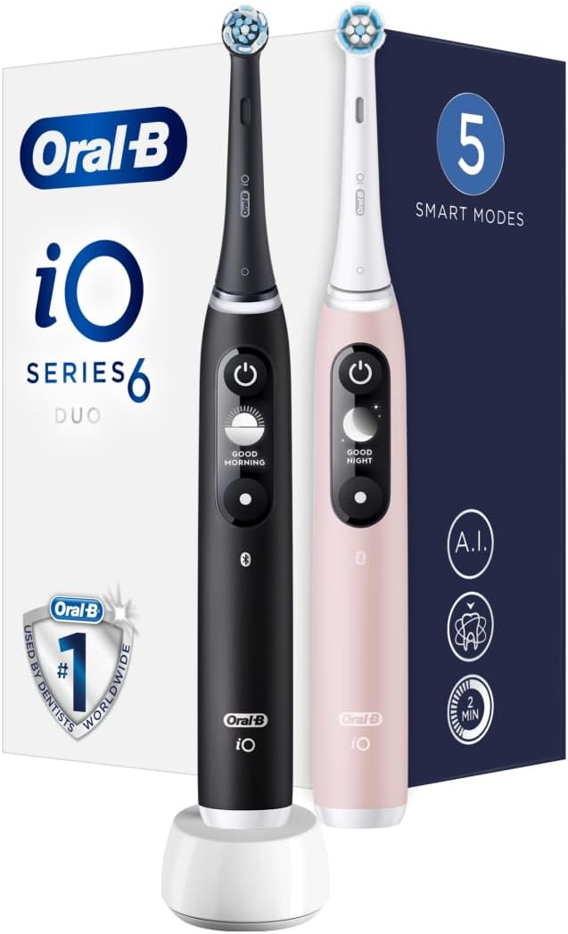Oral-B Rotierend, Schwarz/Rosa, Elektrische Zahnbürste iO6 Series Duo Pack Schwarz/Pink, 2 Stück