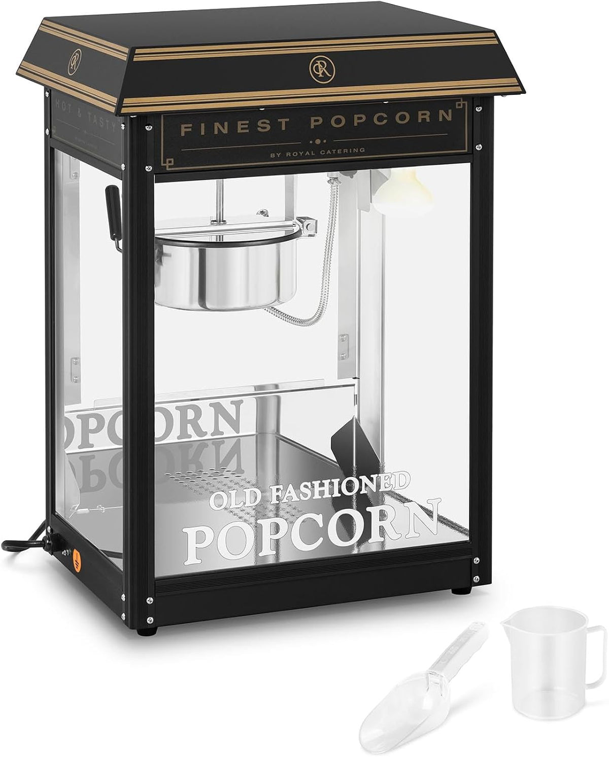 Royal Catering Popcorn-Maschinen, 1500 W, 5 kg, Gold/Schwarz, Retro Popcornmaschine /h golden & schwarz Popcornmaker
