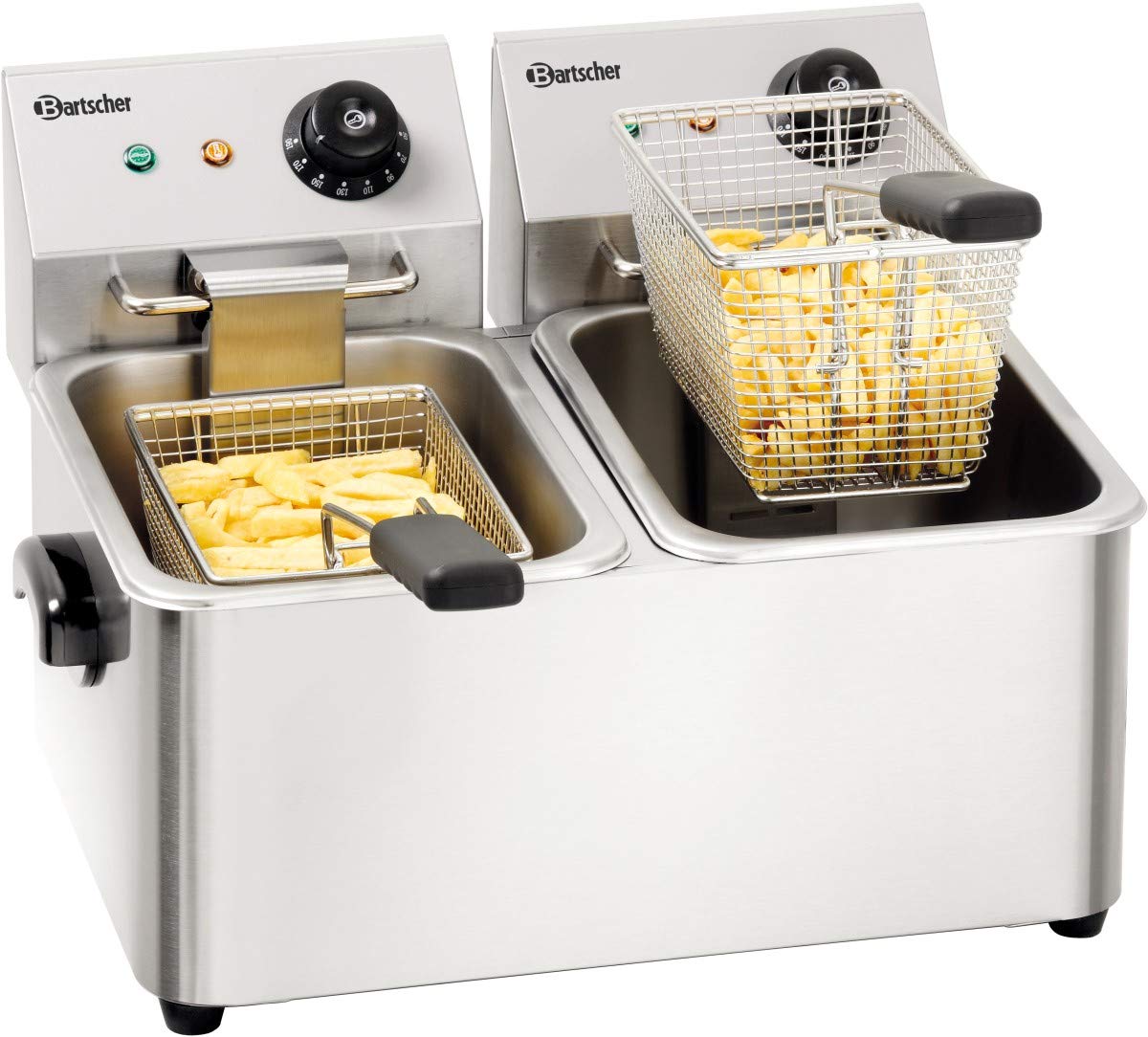 Bartscher Heissluftfritteuse, 4000 W, 8l, Schwarz, A162412E SNACK II Doppel-Fritteuse