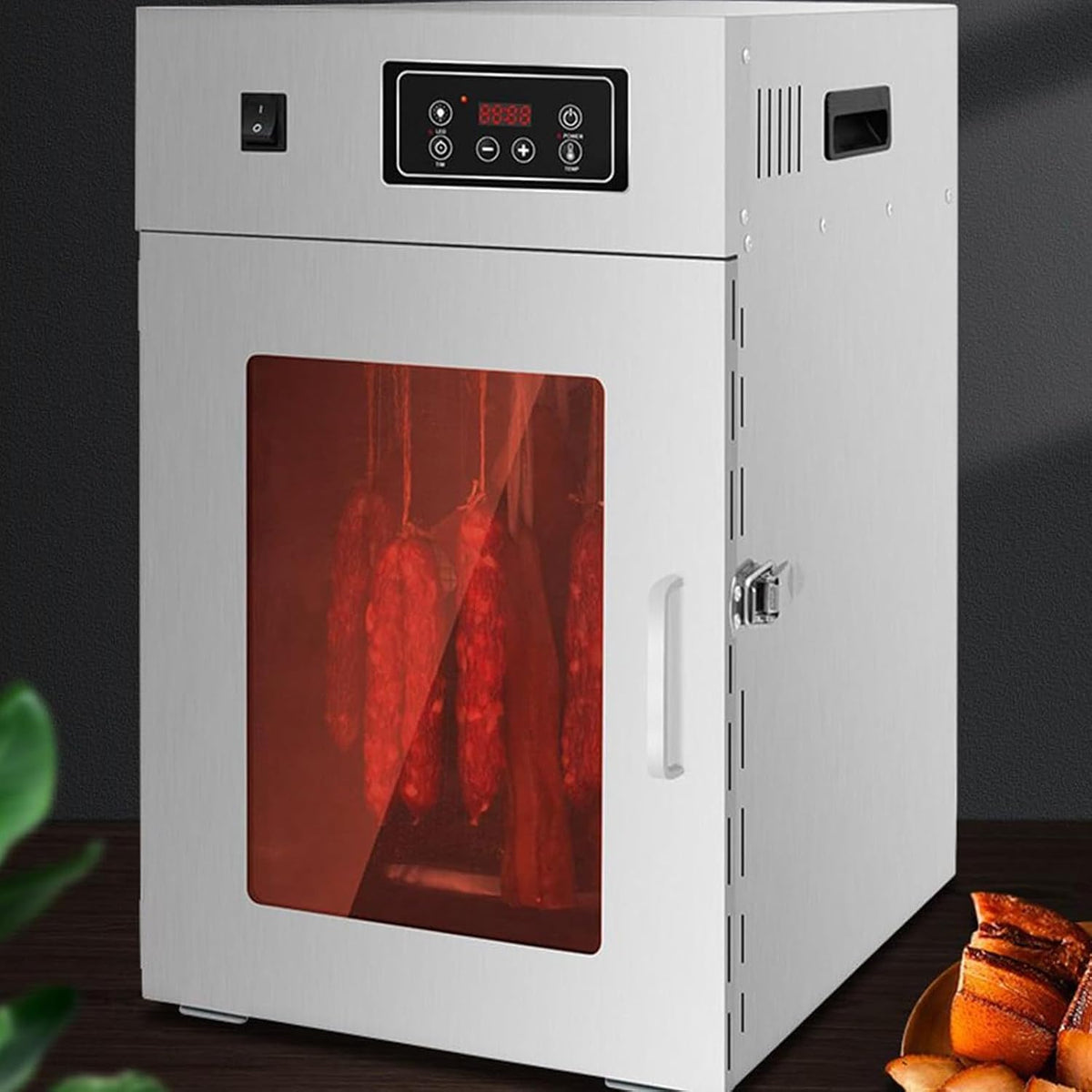 ZenSeFarin Reifeschrank, 7,5 Kg, 800 W, 7.5 kg, Edelstahl, Grau, Fleischreifeschrank, Für Fleisch, 360° Drehung