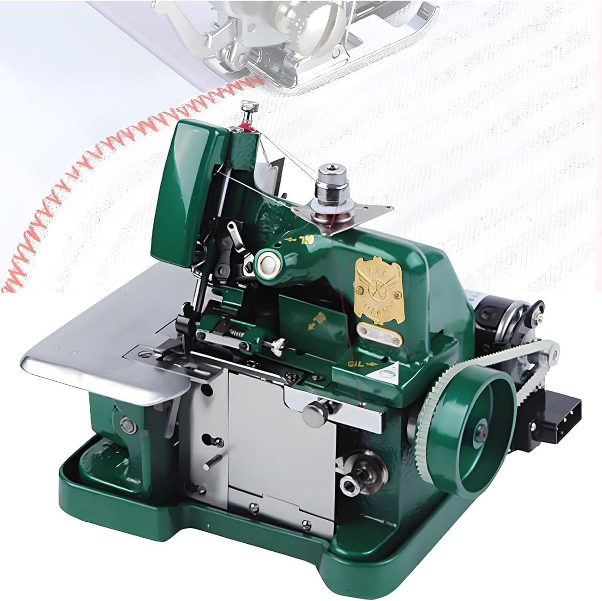 WEIZIIA Schreibtisch, Grün, Overlockmaschine, Industrie-Overlock- und Nähmaschine, Hochgeschwindigkeits-Overlockmaschine mit 3000 Stichen pro