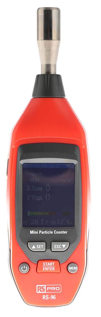 RS PRO Monitor, Schwarz, RS-96 Datenloggerfunktion LCD Luftqualitätsmessgerät 50 °C, bis 50 °C, Batterie-betrieben / 100%RH