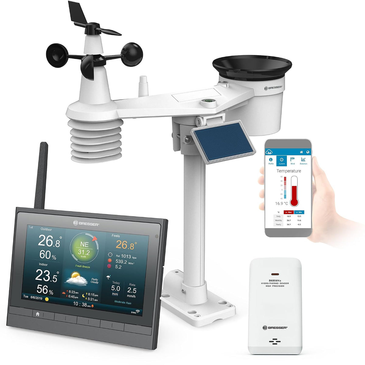 Bresser Wetterstationen, Grau, Wetterstation Funk mit Aussensensor - solarbetrieben