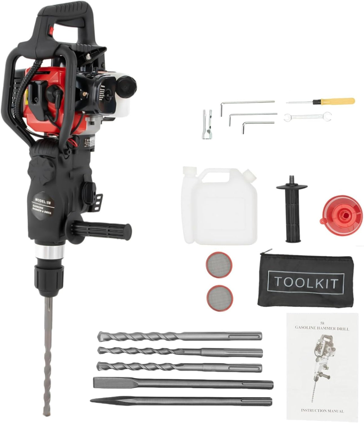 DAOHHFO Bohrhämmer, 1000 W, Aluminium, Kunststoff, Silizium, Schwarz, Benzin Abbruchhammer 3-in-1