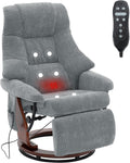 Mingone Relaxsessel, 150 kg, Grau, Fernsehsessel Massagesessel mit Wärmefunktion, Elektrisch mit Liegefunktion, Holz TV-Sessel für Wohnzimmer