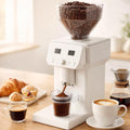 XEEAOFE Kaffeemaschine, 300 W, 50 mm, Grau, Elektrische Kaffeemühle mit Mahlscheiben, Gewerbliche Scheibenmühle mit 120 Mahlgradeinstellungen