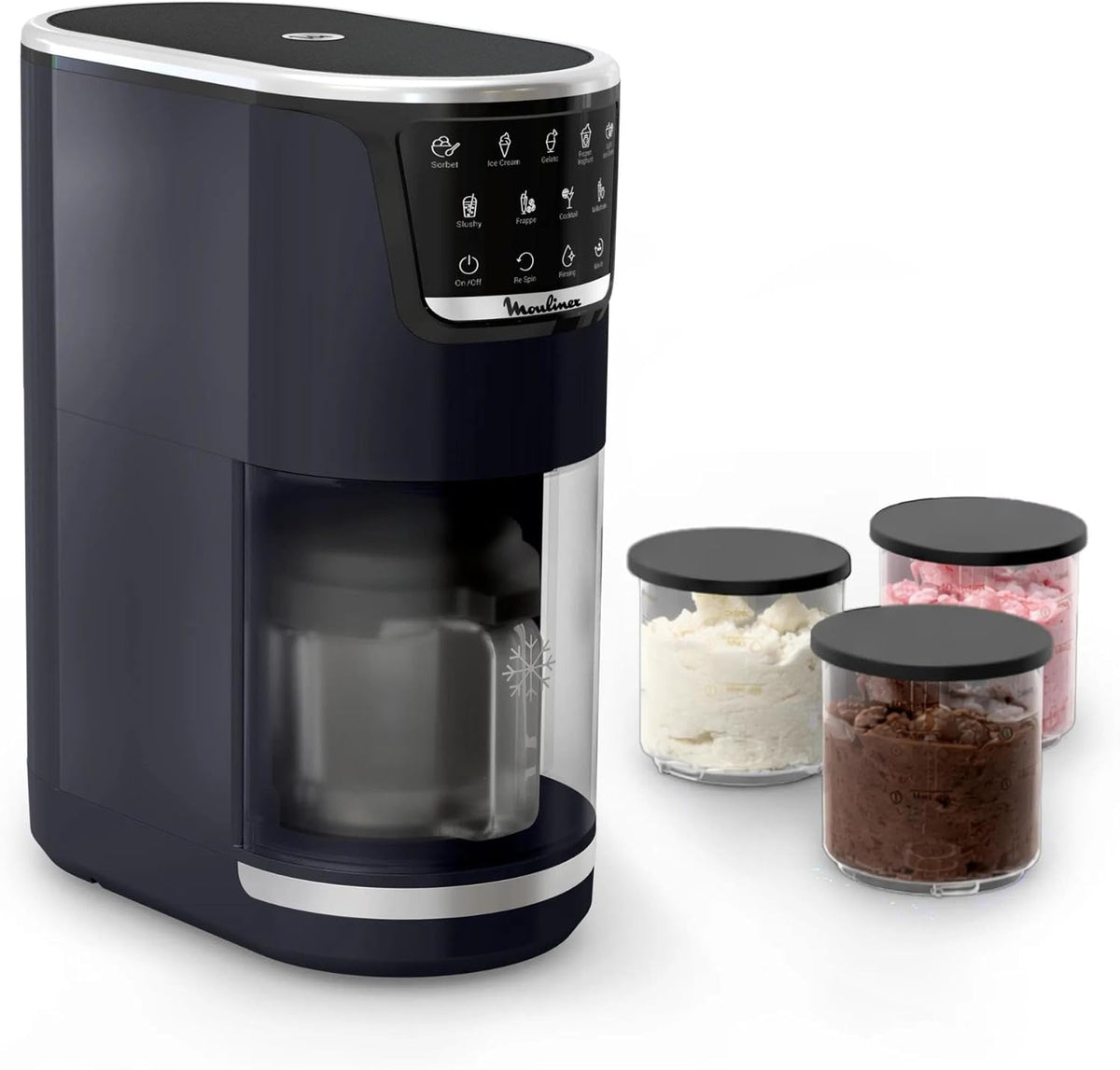 Moulinex Eismaschine, Grau, Dolci, 10 Programme, automatische Reinigung, 1-Step Perfector-Technologie, MJ6038F0
