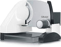 GRAEF. Allesschneider, 170 mm, Weiss, S50001 mit Edelstahlmesser Ø, Aufbewahrungsbox & MiniSlice-Aufsatz, stufenloser Schnittstärke