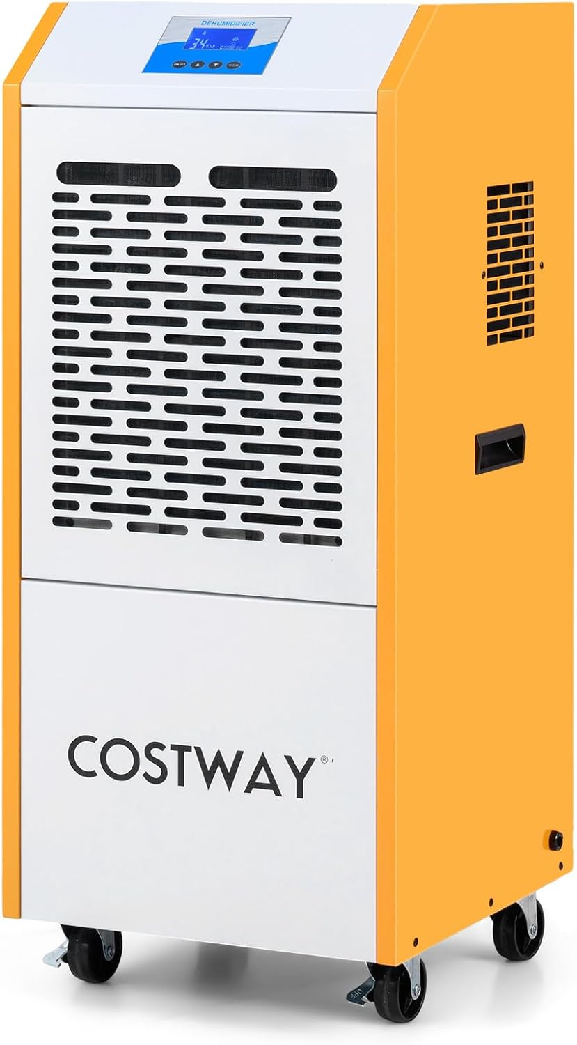 COSTWAY Luftentfeuchter, 42 x 41 x 96 cm (L x B x H), 1160 W, 90 L, Metall, Weiss