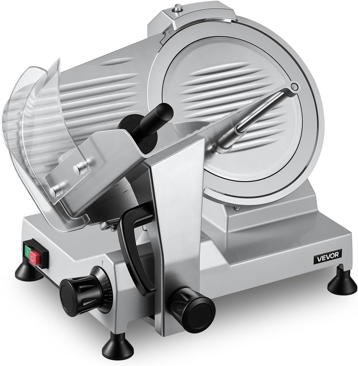 VEVOR Allesschneider, 300 mm, 320 W, 15 mm, Schwarz, Elektrische Aufschnittmaschine Klinge, Fleischschneidemaschine mit Integriertem Schärfer und 0