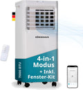 Könighaus Mobiles Klimagerät, 20m, Weiss, Smarte Mobile Klimaanlage 7000 BTU für Räume bis ² - 4-in-1