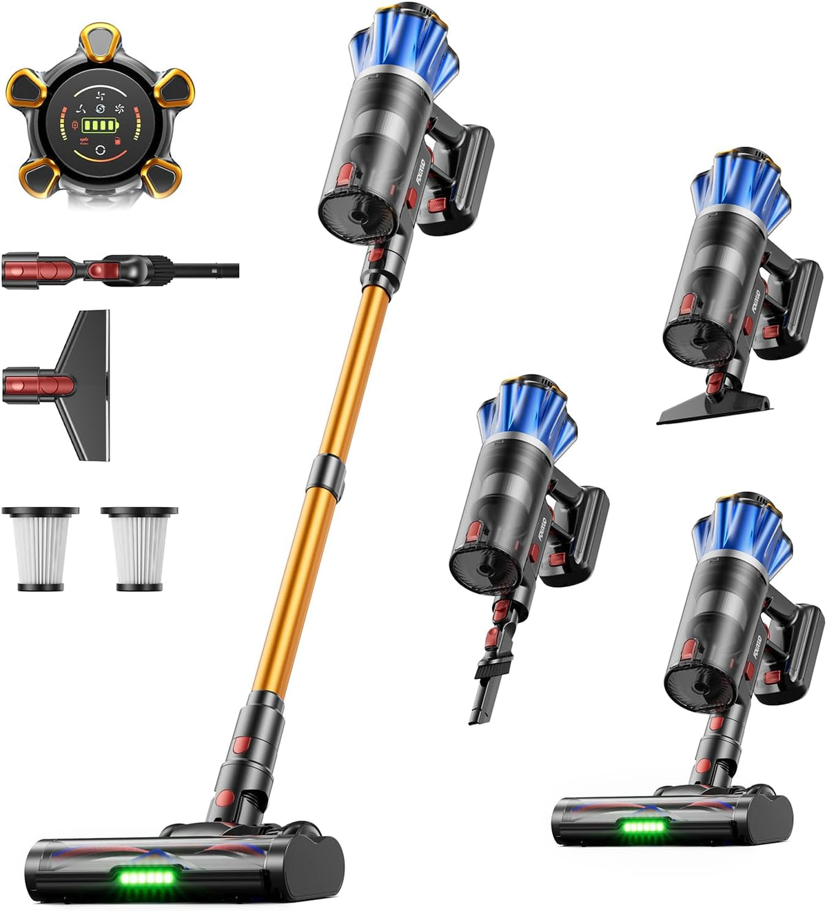 FDUXUD Stabstaubsauger, 600 W, Schwarz, Akku Staubsauger Kabellos /50kPa/70Min mit Hurrikanmodus