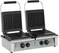 Royal Catering Waffeleisen, 37 x 62,5 x 50 cm, 10 x 17 cm, 2.000 W, Silber, Waffelautomat Doppelt (rechteckig, Waffel