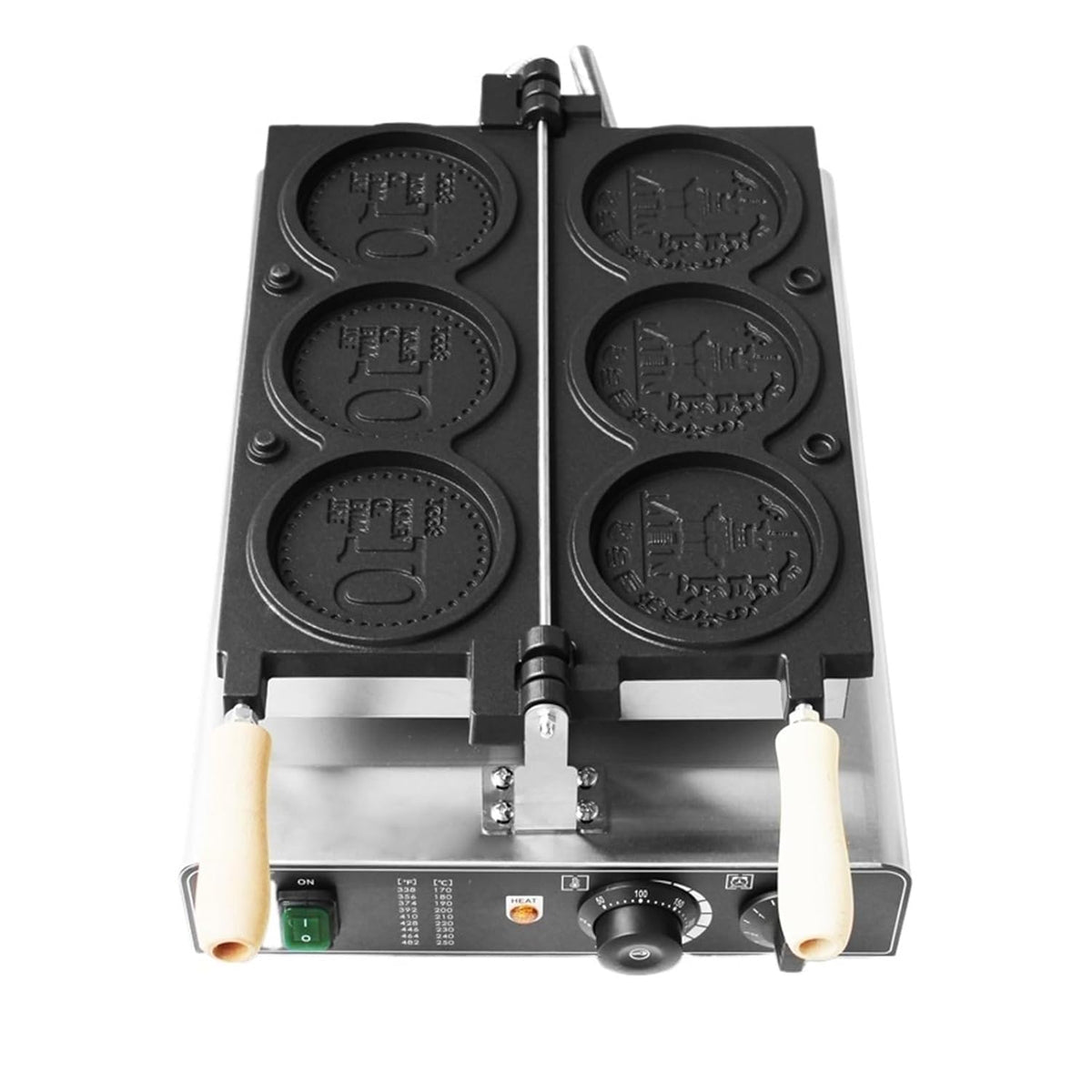 WAFOHSR Pfannkuchen & Waffeln, 1800 W, Schwarz, Gewerblicher Goldmünzen-Brotbackautomat, Koreanische Virale Desserts