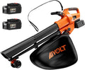 AIVOLT Laubbläser, 40 V, 4 Ah, 40 L, Orange/Schwarz, Akku & Laubsauger Akku Set mit 2X Akku & Ladegerät, 3-in-1 Blasen Saugen Mulchen