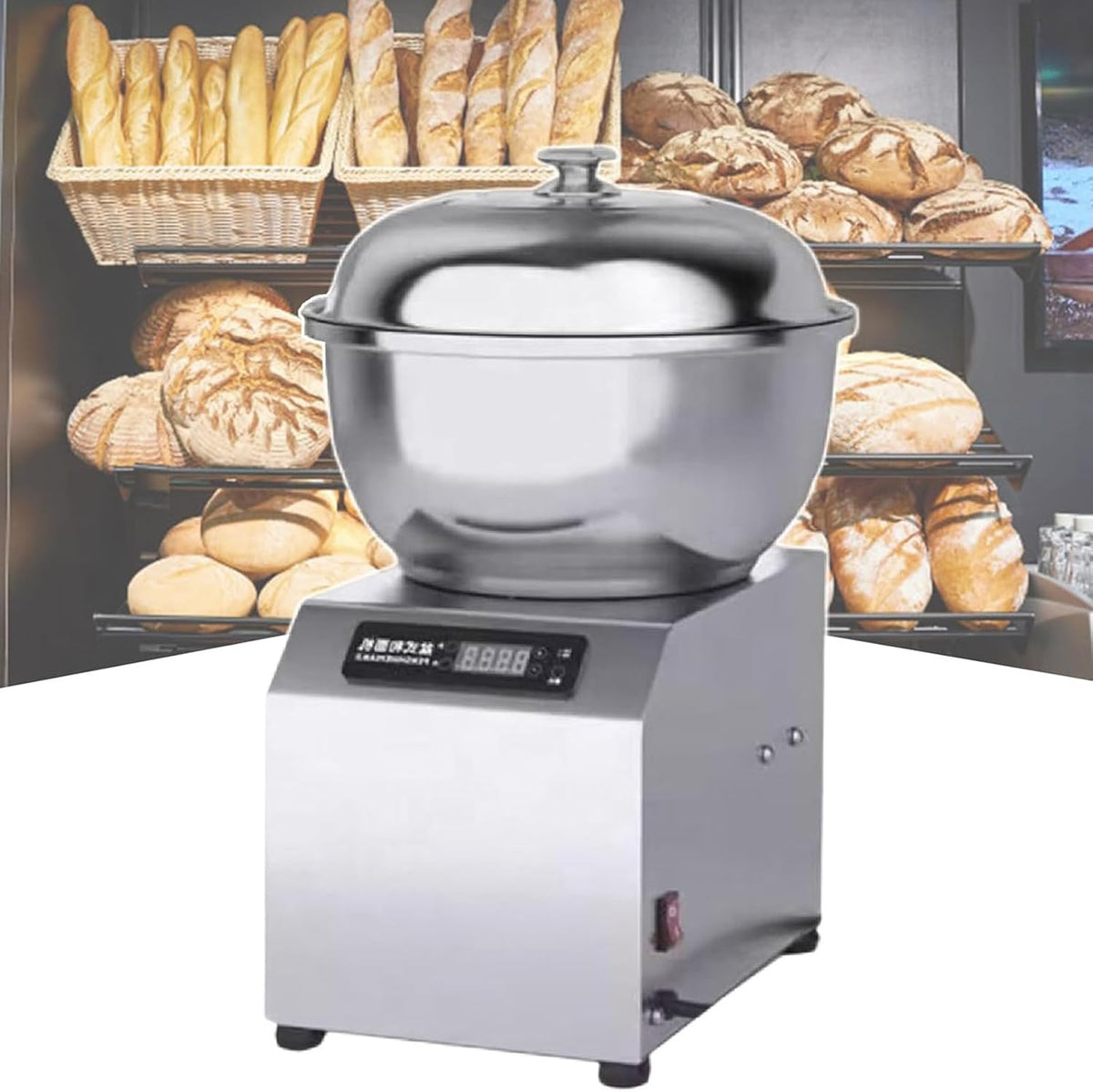 WOTZOV Knet- & Rührmaschinen, 8 kg, Silber, Gewerblicher Standmixer, Elektrische Teigknetmaschine mit LED-Anzeige