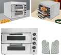 Mermajestic Pizzaofen, 3000 W, 201 Edelstahl, Gummi, Kunststoff, Glas, Cordierit, Silber