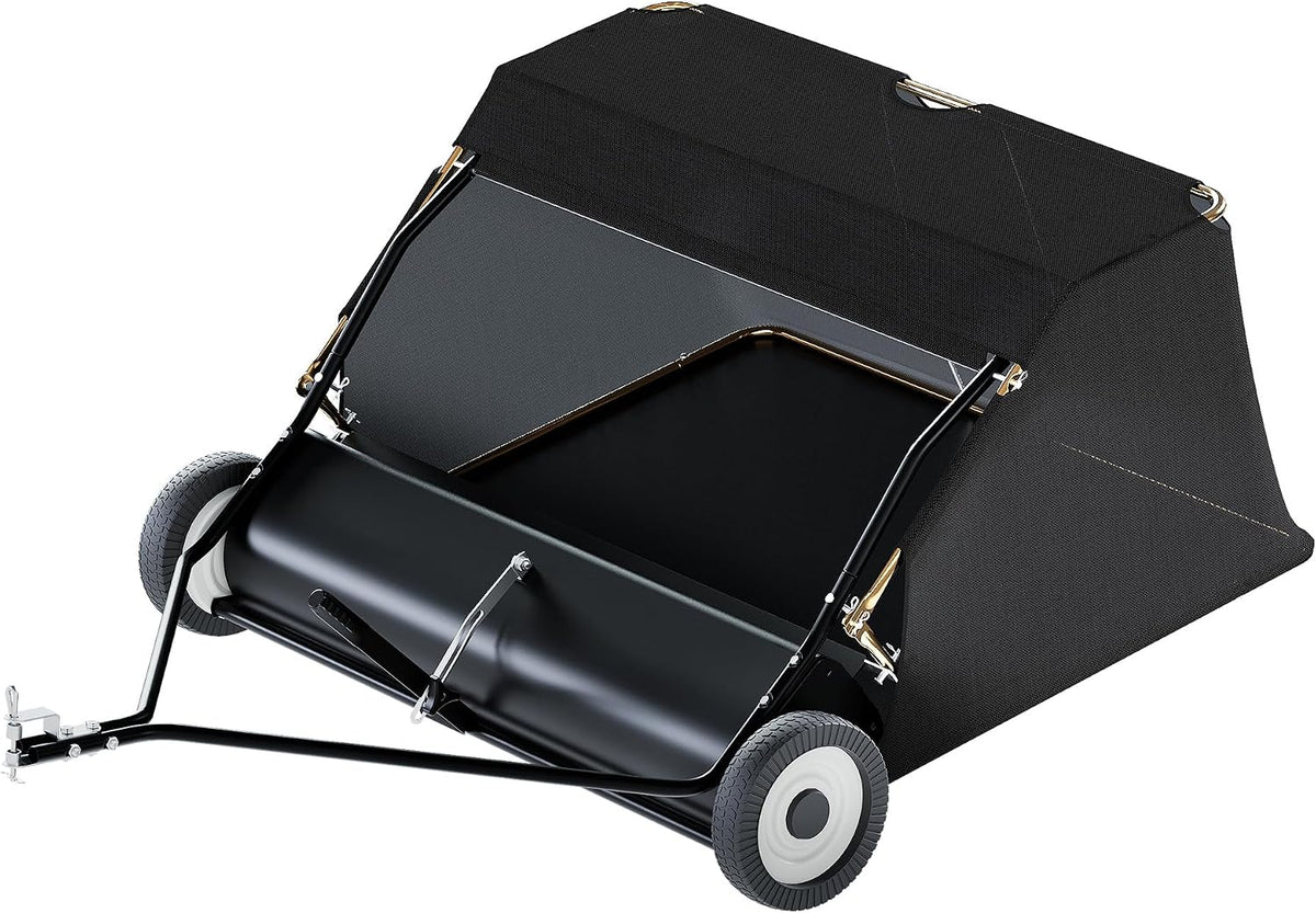 Wiltec Rasenmäher, 120 cm, 415 l, Schwarz, Rasenkehrmaschine mit Kehrbreite, Rasenkehrer für Aufsitzmäher