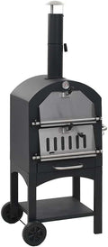 Kaloriko Pizzaofen, pulverbeschichteter Stahl, Schwarz/Silber, Garten-Holzkohle- mit pulverbeschichtetem Stahl